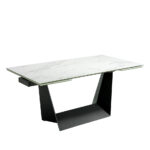 Обеденный раздвижной стол из керамогранита и черной стали