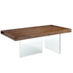 Mesa comedor de madera Nogal y cristal templado