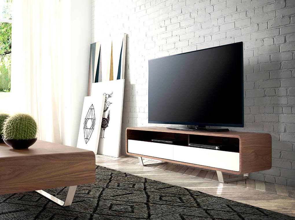 mueble para tv arona de madera de nogal color café 180 cm de largo