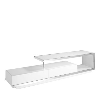 Mueble TV madera blanco y base acero cromado TV stand - Angel Cerda