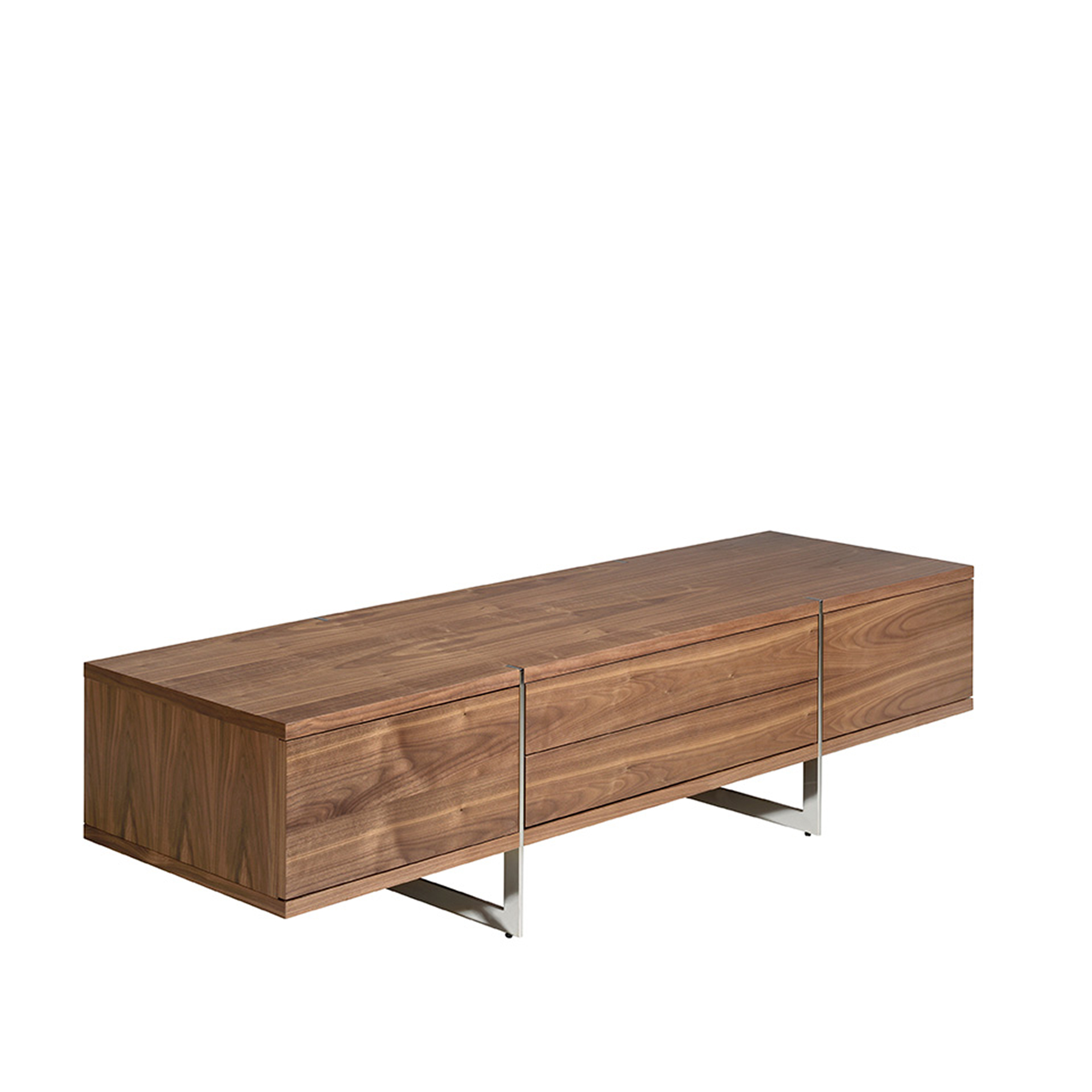 Mueble TV de madera Nogal y acero cromado