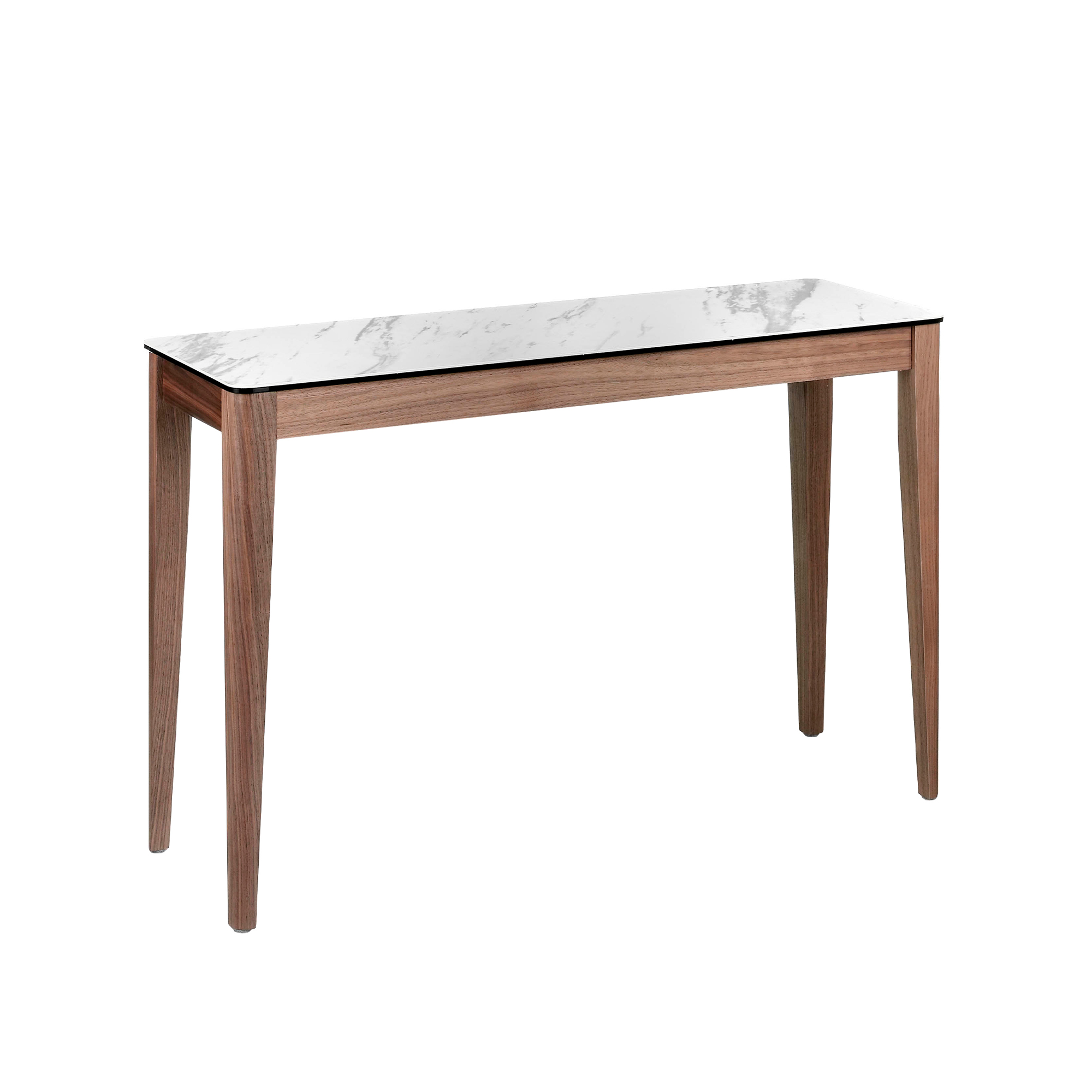 Walnut wood console and porcelain top