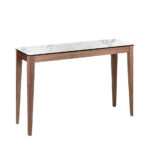 Walnut wood console and porcelain top