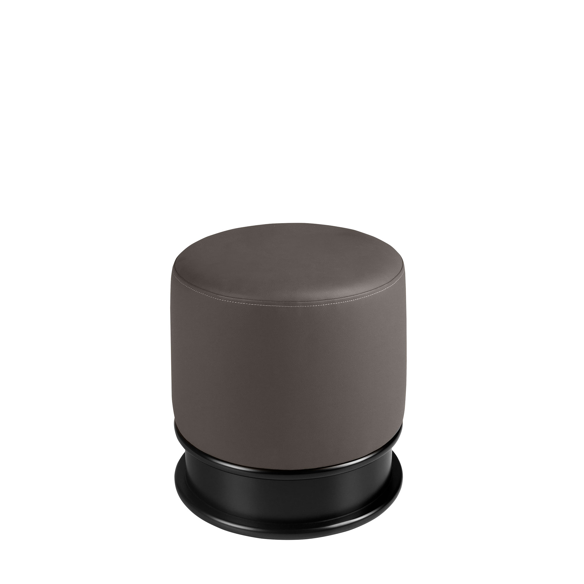 Dark grey leatherette pouffe