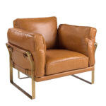 Fauteuil en cuir camel