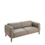 3-seater sofa upholstered in leather with Walnut wood structure