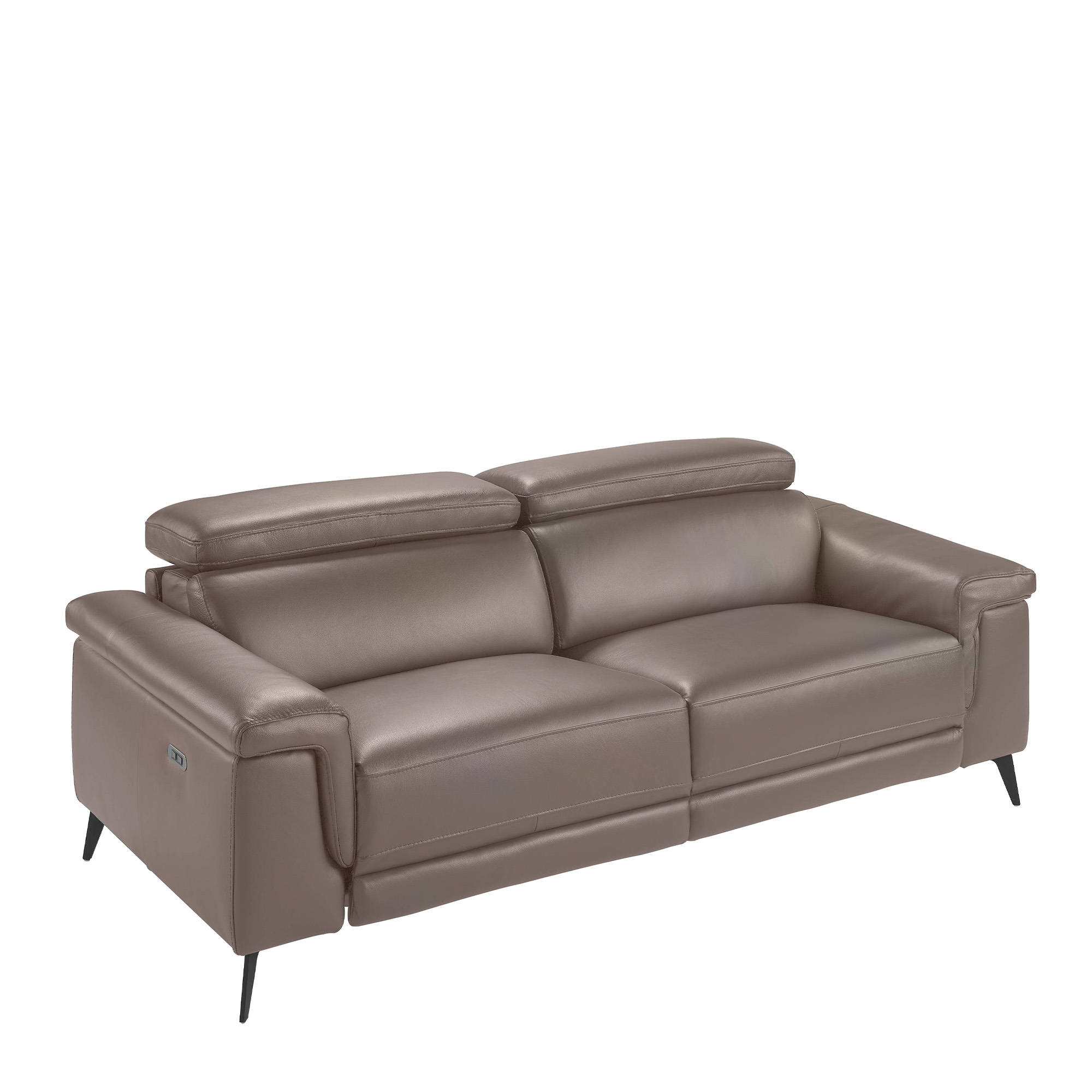 3-Sitzer-Sofa mit Lederbezug und schwarzen Stahlbeinen