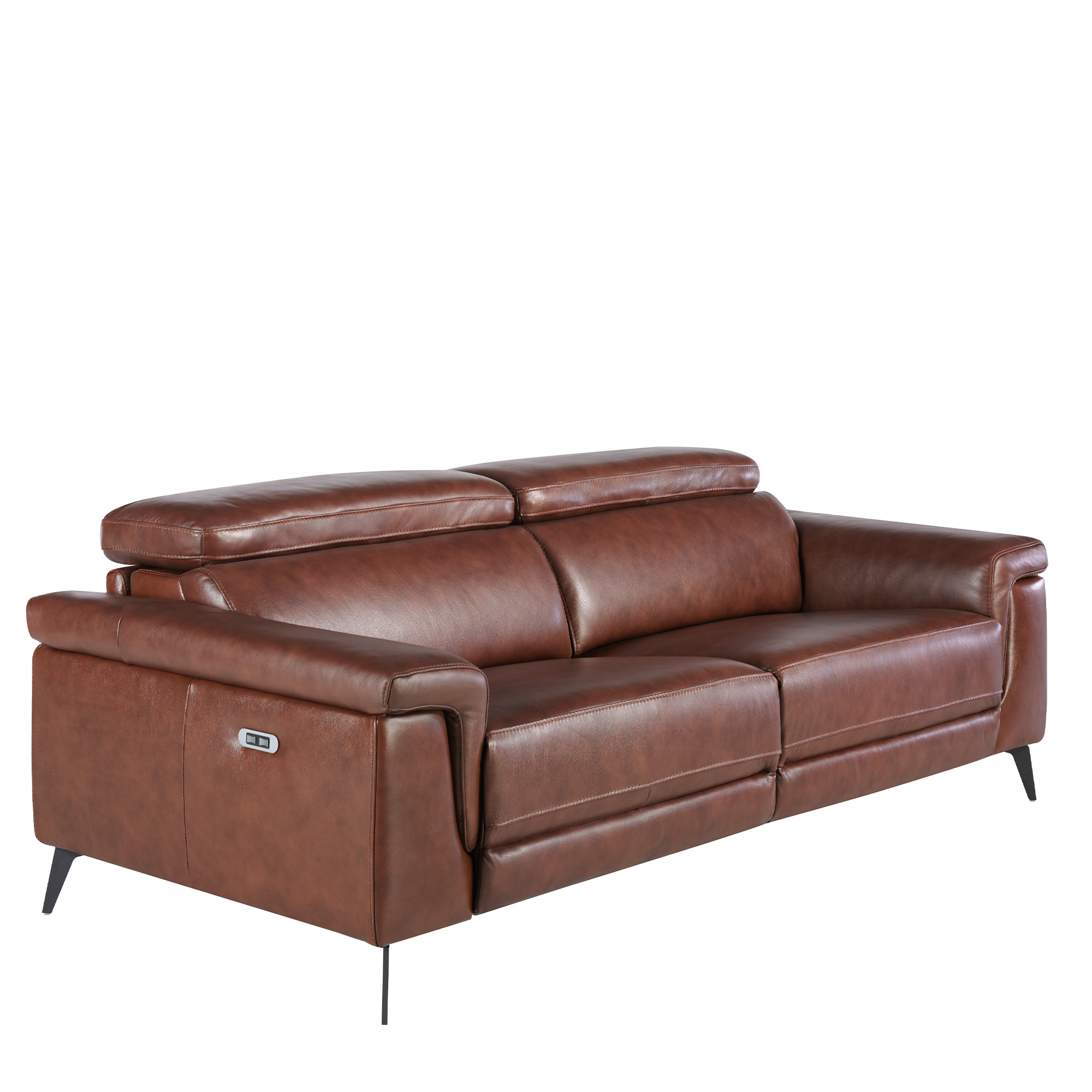 3 seater leather upholstered sofa with relax mechanism