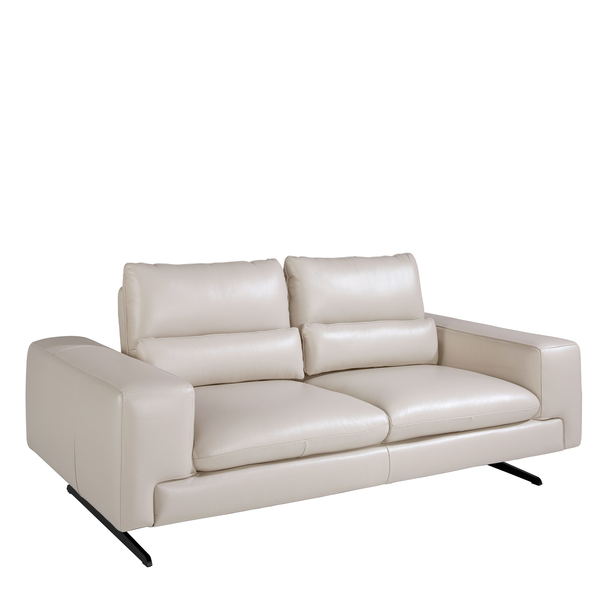 2-Sitzer-Sofa gepolstert in Leder Taupe Grau Farbe