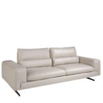 3-Sitzer-Sofa gepolstert in Leder Taupe Grau Farbe