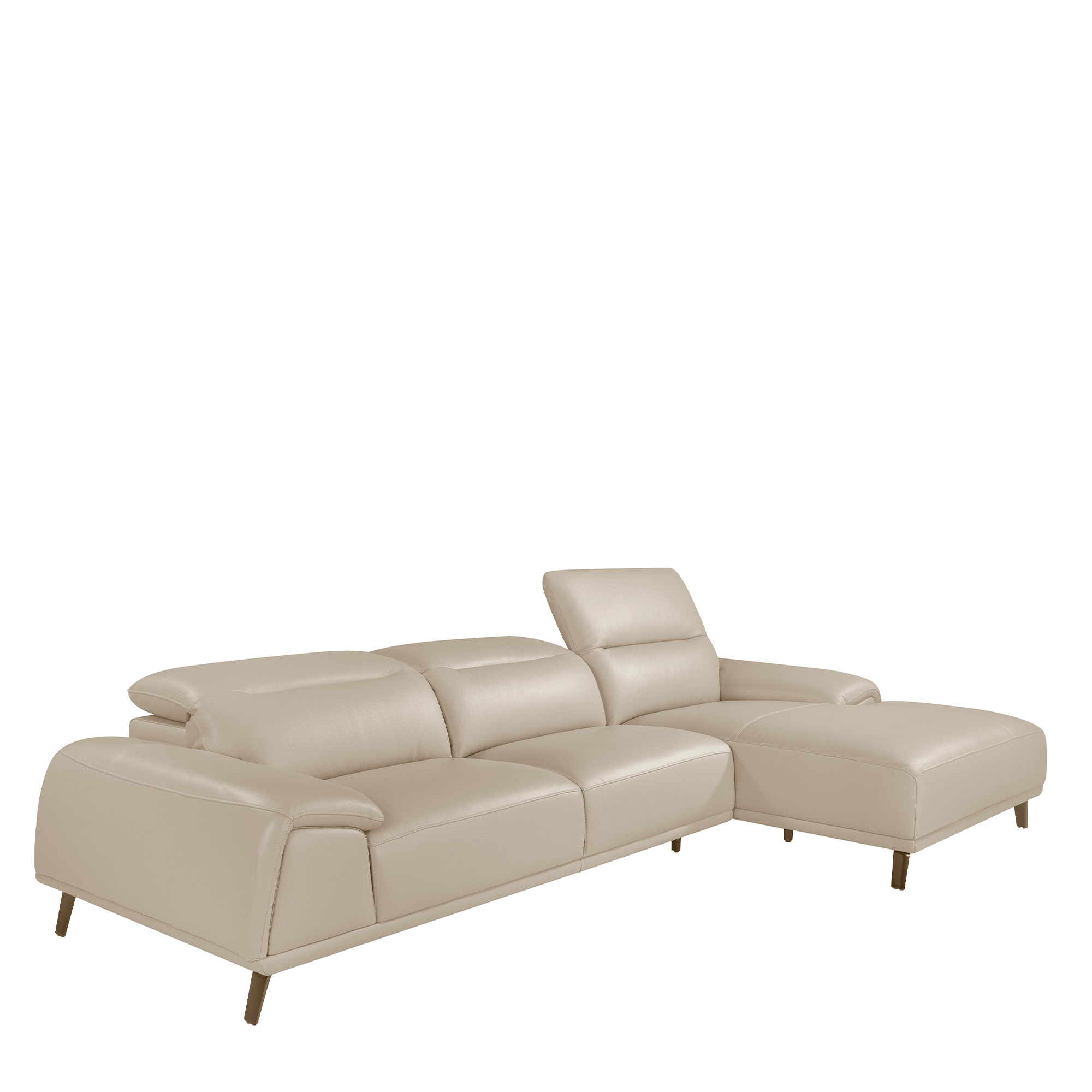 Ledergepolstertes Chaiselongue-Sofa mit gelenkigen Rückenlehnen