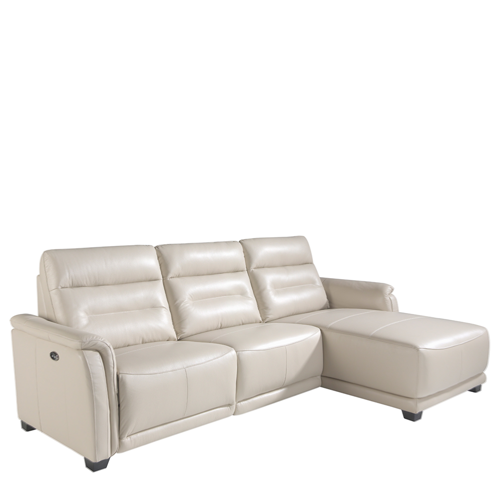 Sofa chaise longue tapizado en piel y mecanismo relax