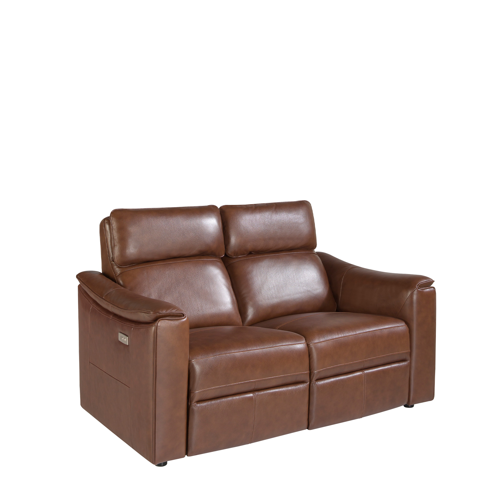 Sofá 2 plazas en piel marrón con relax