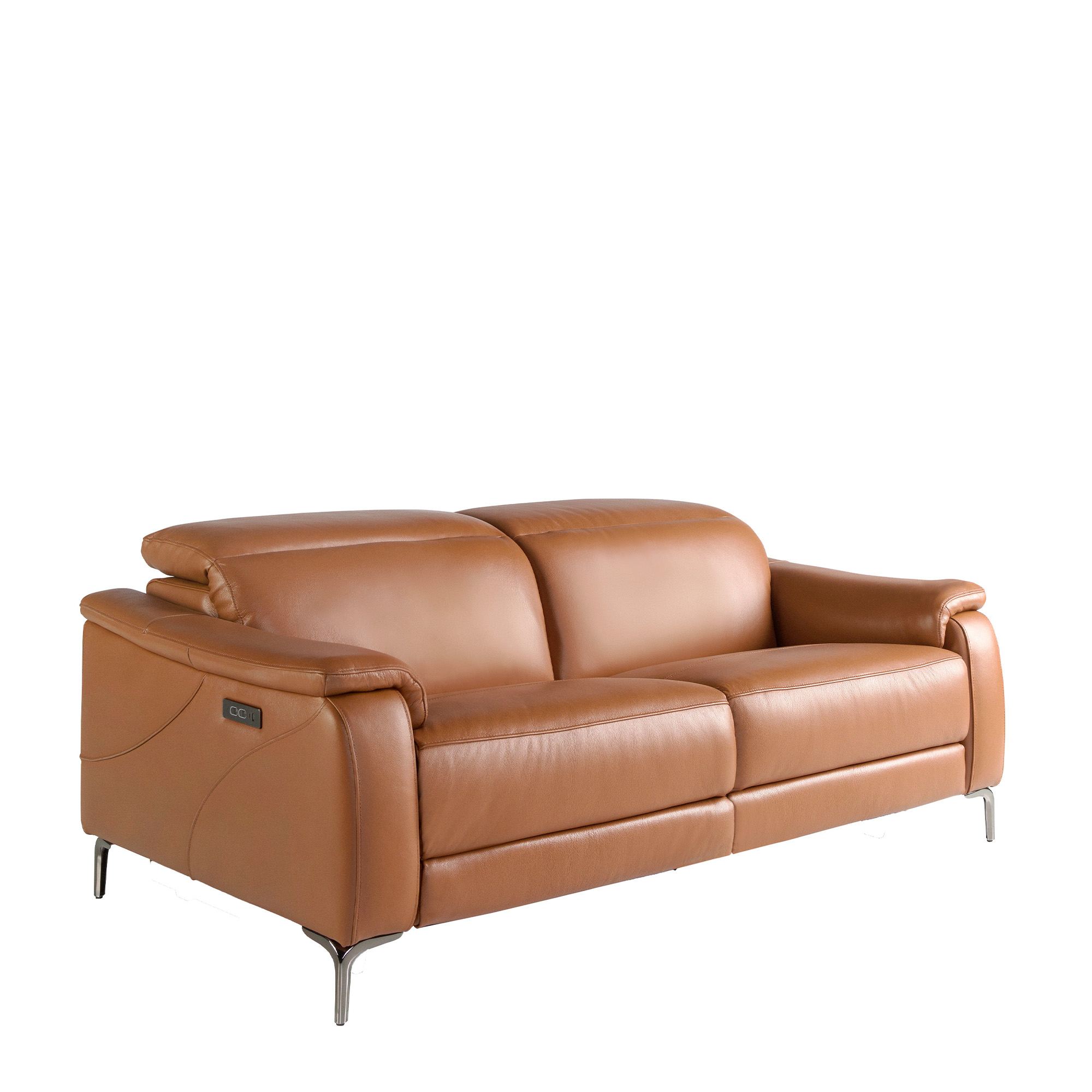 Canapé relax 3 places en cuir marron