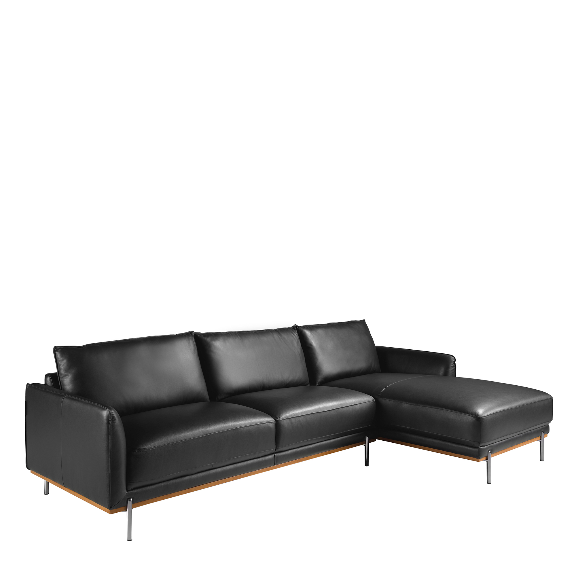 Right chaise longue sofa black leather