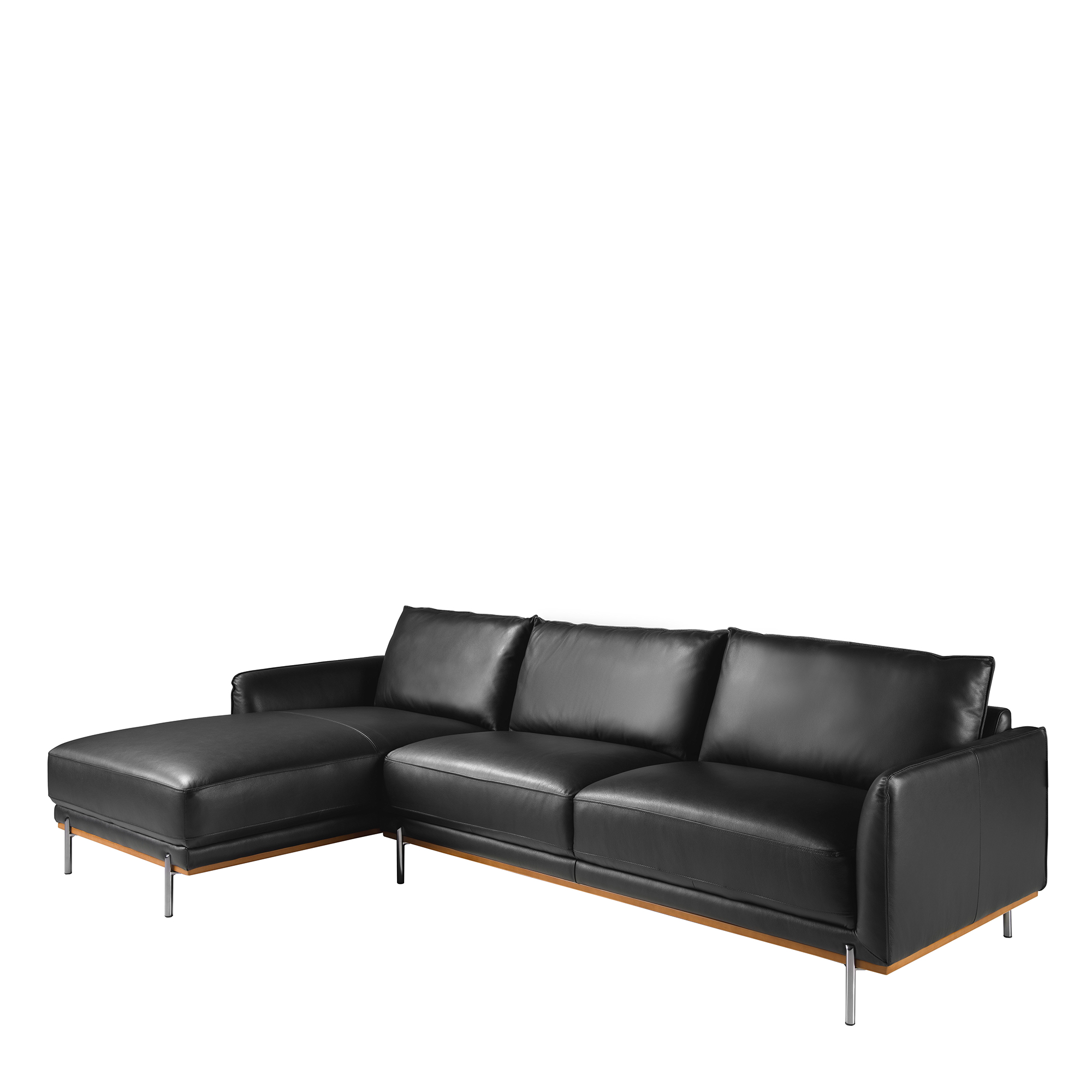 Linke Chaiselongue Sofa schwarzes Leder