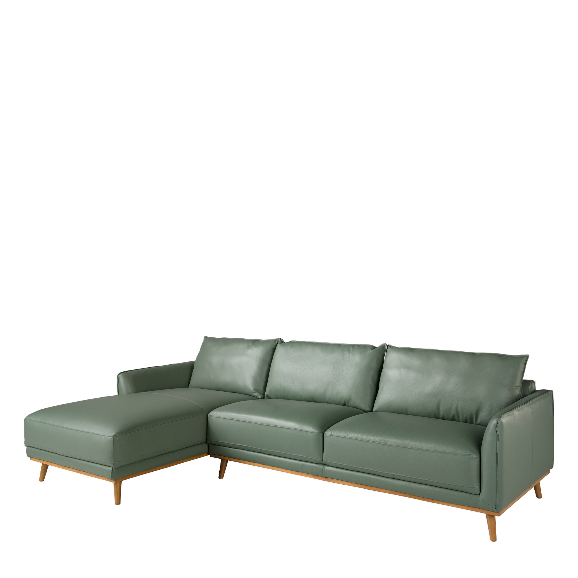 canapé d’angle gauche en cuir vert