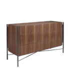 Chest of drawers in Walnut wood and darkened steel