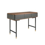 Rectangular console walnut, matt dark grey wood and black steel