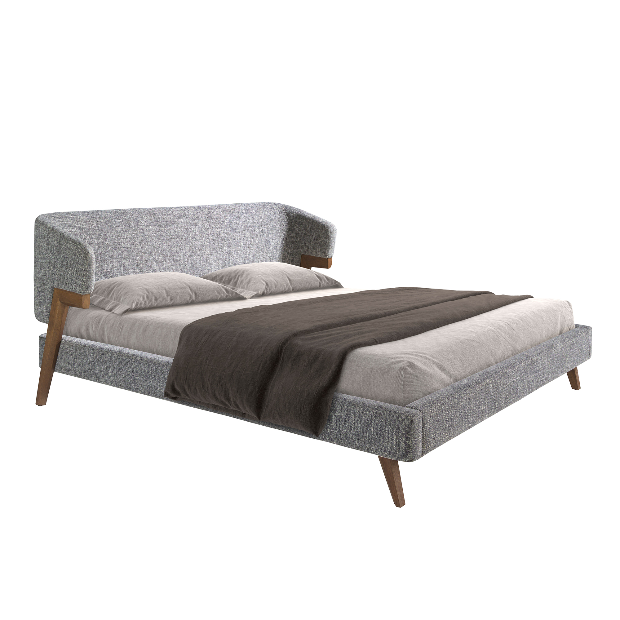 Letto in tessuto grigio