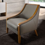 Grey leather armchair