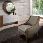 Grey leather armchair