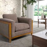 Brown fabric armchair