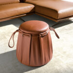 Pouf en cuir orange Caldera