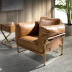 Camel leather armchair