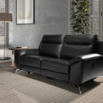 Двухместный черный кожаный диван для отдыха