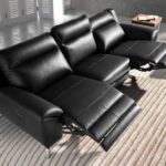 3-Sitzer Leder Relaxsofa schwarz