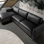 Left chaise longue sofa black leather