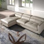 Left chaise longue sofa sand leather