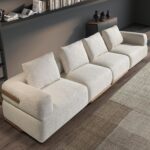 Divano a 4 posti in tessuto beige