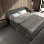 Lit en tissu gris