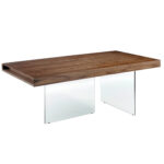 Mesa comedor de madera Nogal y cristal templado