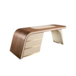 Bureau en simili cuir et noyer