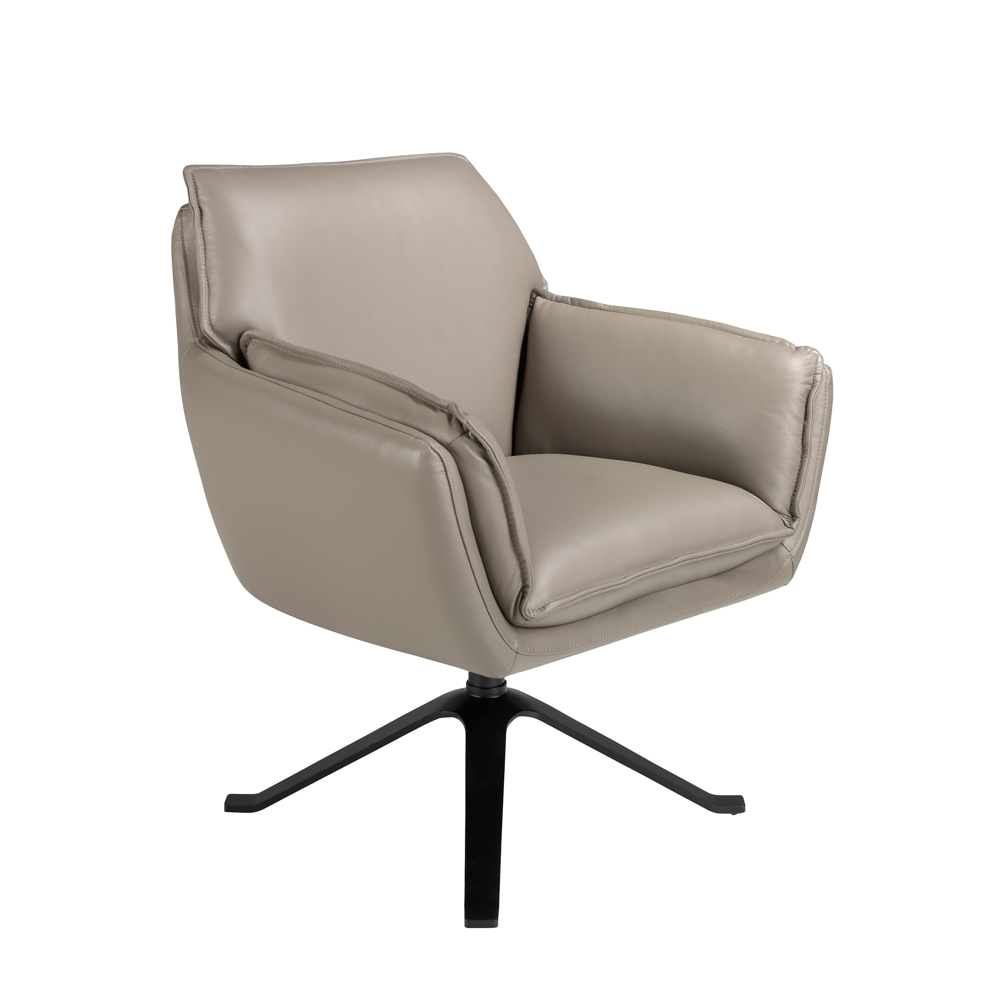 Dark grey leather swivel armchair