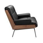 Fauteuil en similicuir noir et noyer