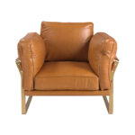 Fauteuil en cuir camel