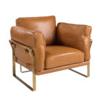 Fauteuil en cuir camel