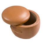 Pouf en cuir camel