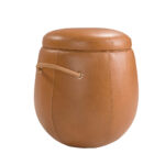 Pouf en cuir camel