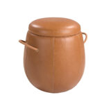 Pouf en cuir camel