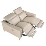 Двухместный диван для отдыха из серо-тауповой кожи