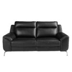 Двухместный черный кожаный диван для отдыха