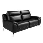 2 seater black leather relax sofa