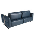 3 seater blue leather sofa