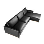 Right chaise longue sofa black leather