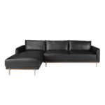 Linke Chaiselongue Sofa schwarzes Leder